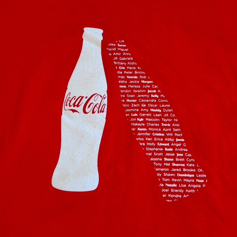 Coca Cola Red T-shirt Double Sided Share A Coke, Coca Cola Logos, Tagless Size L